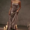 Anabella Smoke Lace Up Maxi Dress