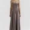 Anabella Smoke Lace Up Maxi Dress