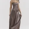 Anabella Smoke Lace Up Maxi Dress