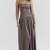 Anabella Smoke Lace Up Maxi Dress