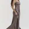 Anabella Smoke Lace Up Maxi Dress