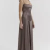 Anabella Smoke Lace Up Maxi Dress