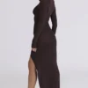 Anais Chocolat Thigh Split Maxi Dress