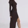 Anais Chocolat Thigh Split Maxi Dress