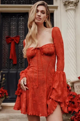 Analissa Scarlet Lace Corset Dress