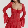 Analissa Scarlet Lace Corset Dress
