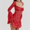 Analissa Scarlet Lace Corset Dress