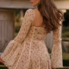 Analissa Vintage Cream Rose Print Corset Mini Dress