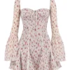 Analissa Vintage Cream Rose Print Corset Mini Dress