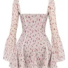 Analissa Vintage Cream Rose Print Corset Mini Dress