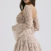 Analissa Vintage Cream Rose Print Corset Mini Dress