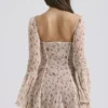 Analissa Vintage Cream Rose Print Corset Mini Dress