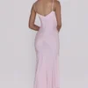 Anastelle Pink Hand Beaded Embellished Satin Maxi Dress