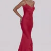 Anastelle Red Hand Beaded Embellished Satin Maxi Dress – Limited Edition