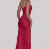 Anastelle Red Hand Beaded Embellished Satin Maxi Dress – Limited Edition