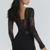 Aneira Black Lace Long Sleeve Bodysuit