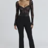 Aneira Black Lace Long Sleeve Bodysuit