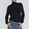 Angel Black Silk + Wool Roll Neck Sweater