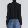 Angel Black Silk + Wool Roll Neck Sweater