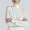 Angel Ivory Silk + Wool Roll Neck Sweater