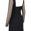Angelie Black Stretch Crepe Plunge Mini Dress