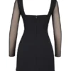 Angelie Black Stretch Crepe Plunge Mini Dress