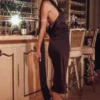 Angelina Chocolate Wrap Neck Midi Dress