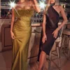 Angelina Chocolate Wrap Neck Midi Dress