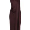 Angelina Chocolate Wrap Neck Midi Dress