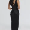 Angeline Black Satin Hourglass Maxi Dress – Limited Edition