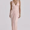Angeline Blush Satin Corset Maxi Dress – Limited Edition