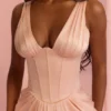 Angeline Blush Satin Corset Maxi Dress – Limited Edition