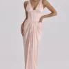 Angeline Blush Satin Corset Maxi Dress – Limited Edition