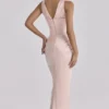 Angeline Blush Satin Corset Maxi Dress – Limited Edition