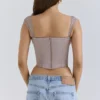 Anja Mocha Georgette Cap Sleeve Corset Top