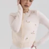 Anjou Cream Lambswool Rose Embroidered Cardigan
