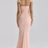 Antonella Peach Mesh Silhouette Maxi Dress