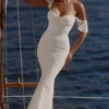 Antonella White Gathered Mesh Maxi Dress