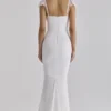 Antonella White Gathered Mesh Maxi Dress