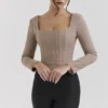 Antonia Brown Puppytooth Corset Top
