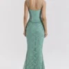 Antonina Jade Lace Corset Maxi Dress