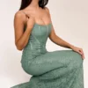 Antonina Jade Lace Corset Maxi Dress