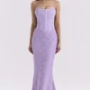 Antonina Orchid Lace Corset Maxi Dress