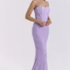 Antonina Orchid Lace Corset Maxi Dress