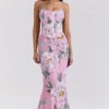 Antonina Pink Floral Corset Maxi Dress
