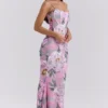 Antonina Pink Floral Corset Maxi Dress