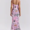 Antonina Pink Floral Corset Maxi Dress