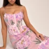 Antonina Pink Floral Corset Maxi Dress