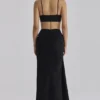 April Black Draped Cotton Midi Skirt