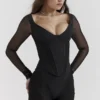 Araminta Black Long Sleeve Corset